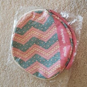 NWT Vintage Milk Shake Makeup Bag flat pancake style packing item Tribal design